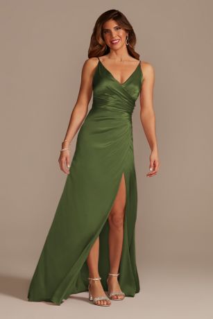Galina Signature Charmeuse Draped Strappy Dress